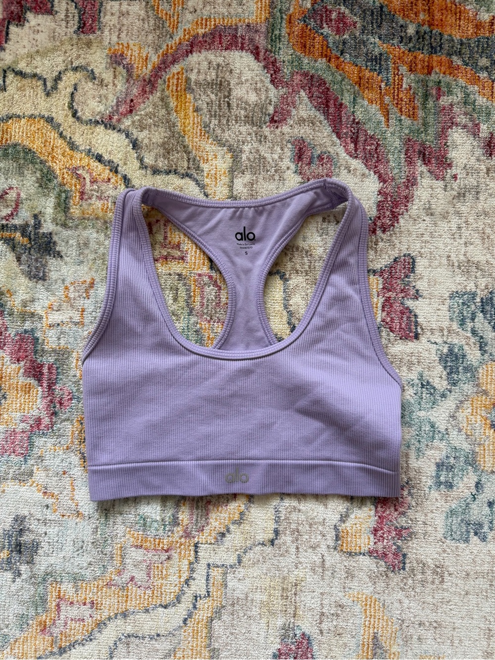 ALO Yoga Lavender Ribbed Racerback Sports Bra